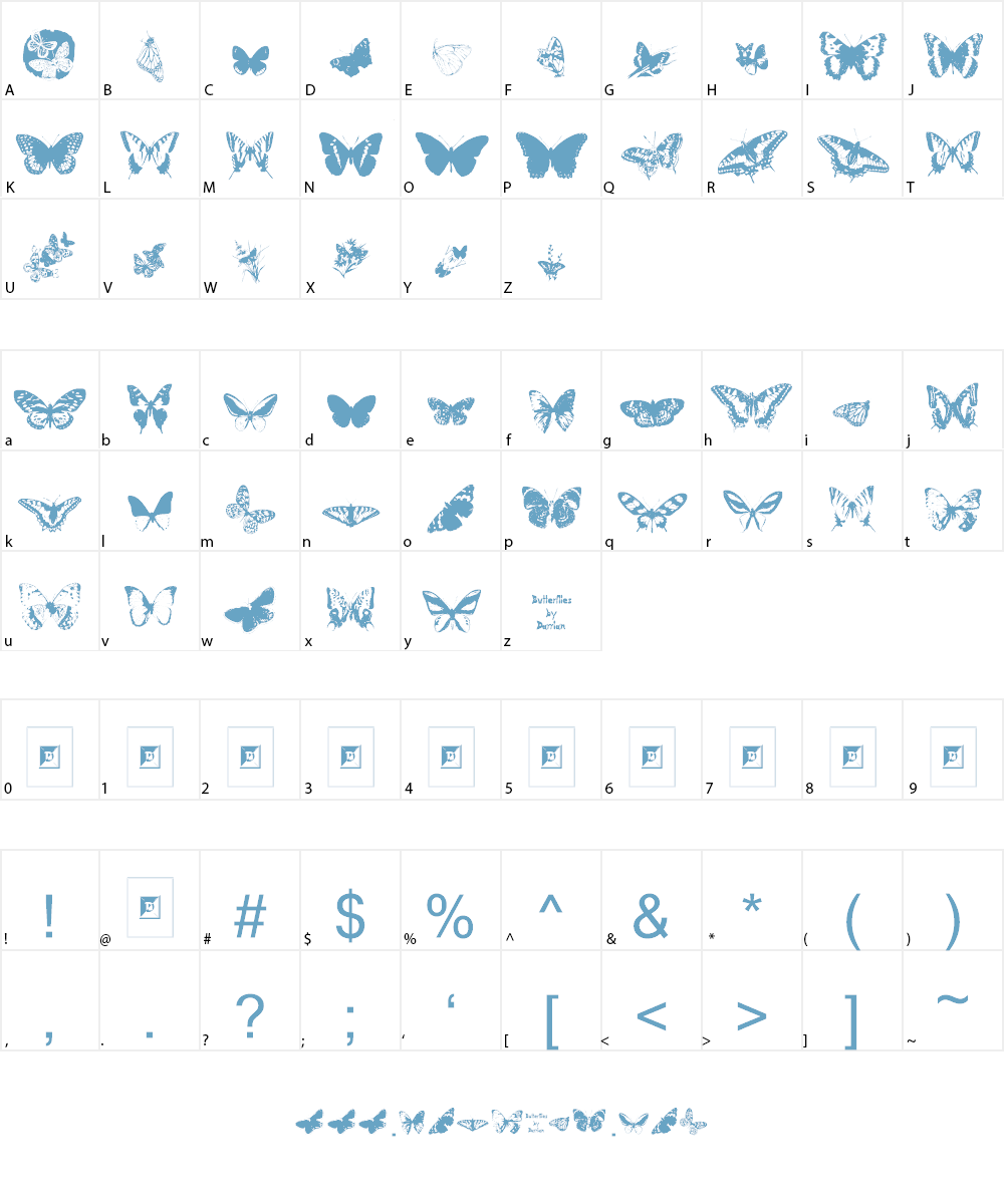 Butterflies Font Character